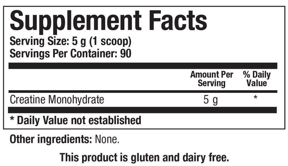 Biotics Research Creatine - Supplement Facts panel