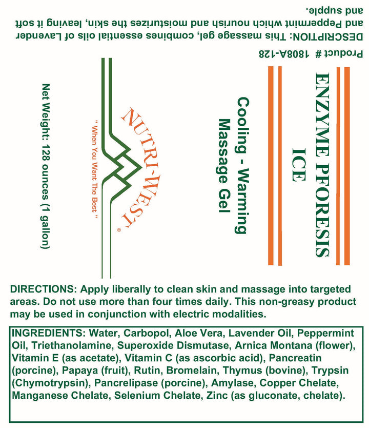 Nutri-West - Enzyme Pforesis Ice 128 ounce (1 gallon)(Topical) - 1 Gallon - Supplement Facts panel