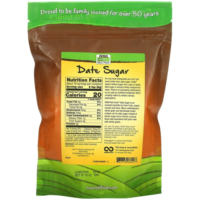 Now Real Food Date Sugar 1 Pound - 6920 - 4 Pack