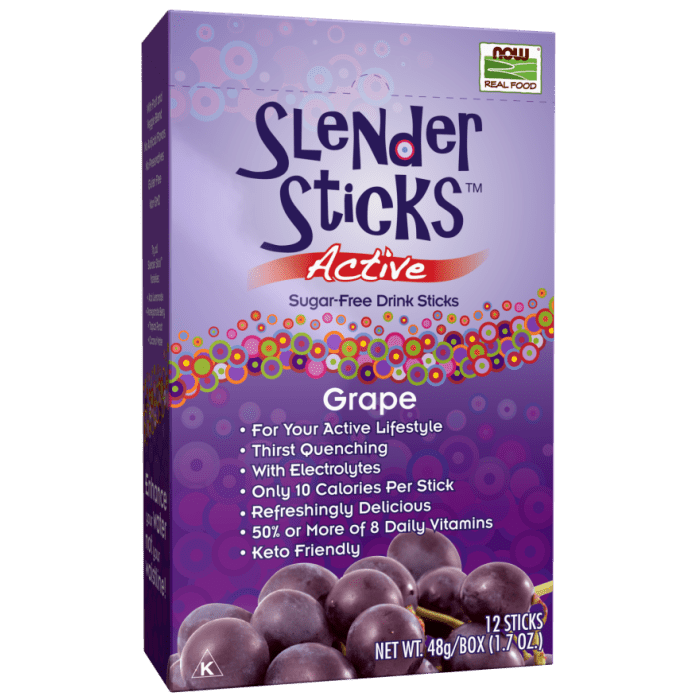 Now Real Food Slender Sticks Active Grape 12 Per Box - 7094