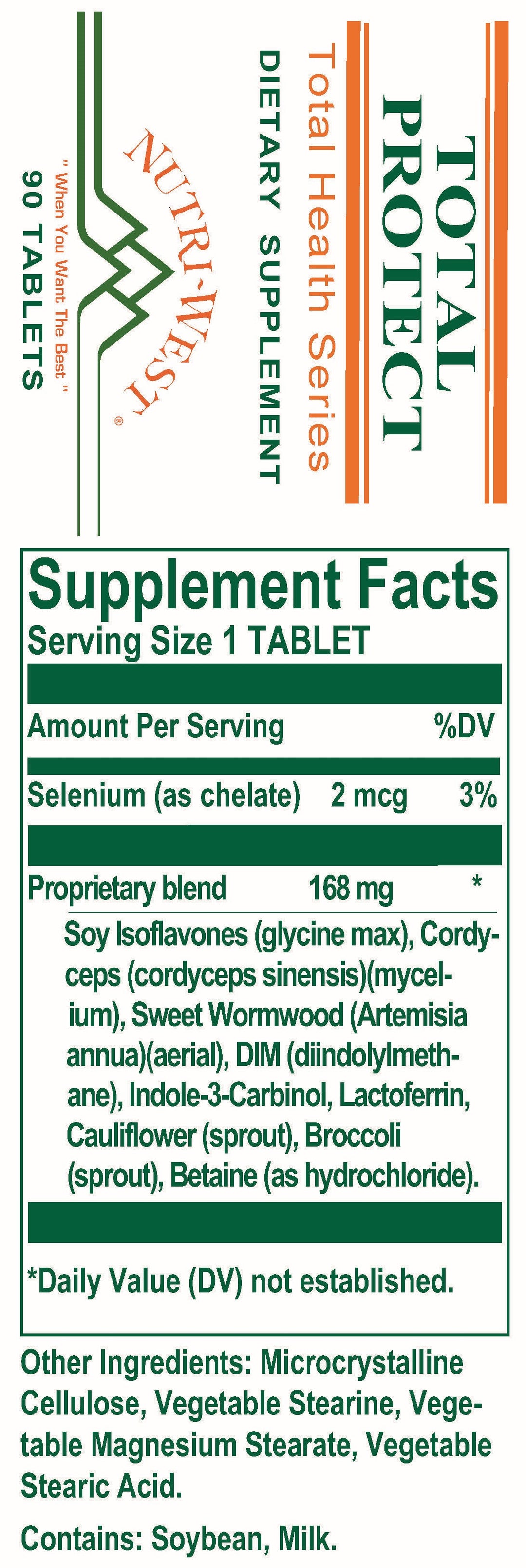 Nutri-West - Total Protect - 90 Tablets - Supplement Facts panel