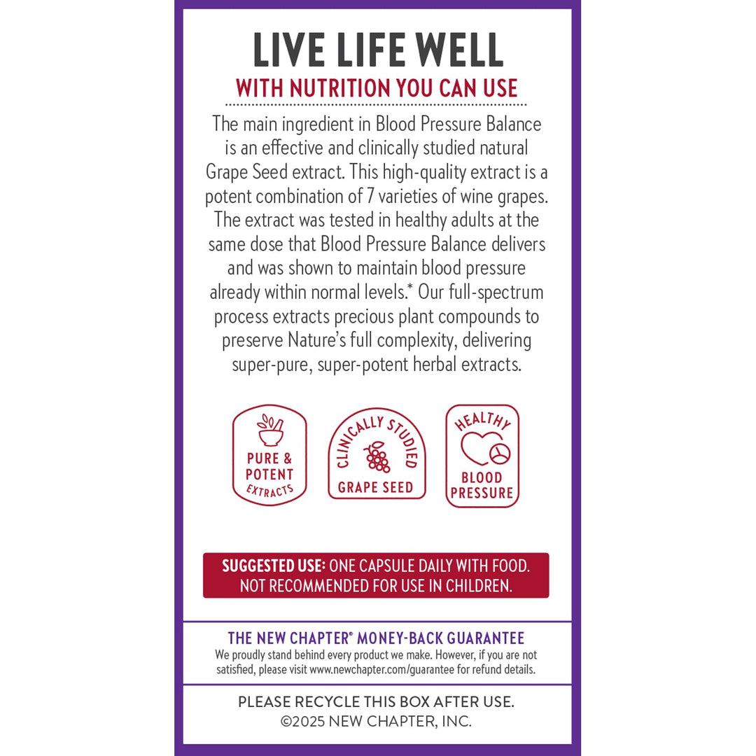 New Chapter Blood Pressure Supplement Take Care with Organic, Vegan Grapeseed + Black Currant + Non-GMO Ingredients, 30 Count