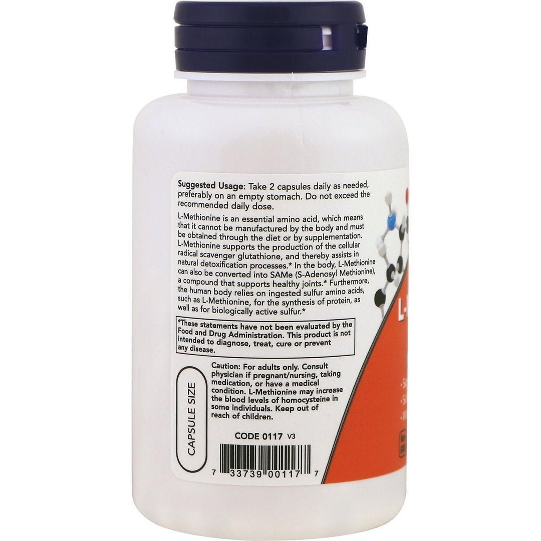 Now Foods L-Methionine 500 mg 100 Capsules - 0117 - 2 Pack