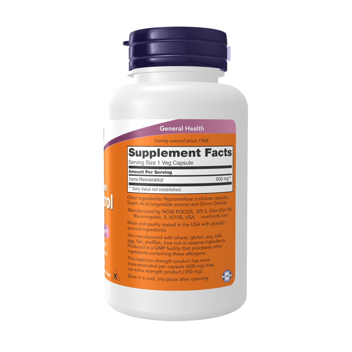 Now Foods Supplements, Maximum Strength Resveratrol 600 mg, 60 Veg Capsules