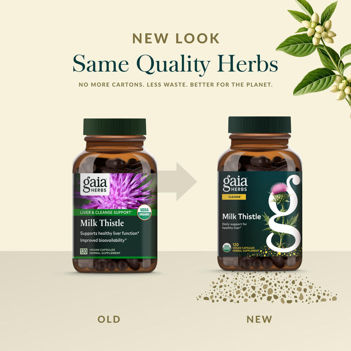 Gaia Herbs Milk Thistle - Liver Supplement &amp; Cleanse Support for Helping to Maintain Healthy Liver Function* - 120 Vegan Capsules (40 Servings) - The Oasis of Health