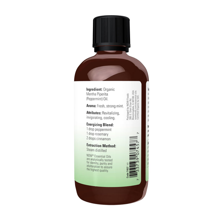 NOW Essential Oils, Organic Peppermint Oil, Steam Dist., Undiluted,4 fl. oz