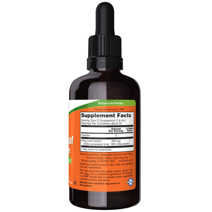 NOW Supplements, Olive Leaf Glycerite Liquid, 18% Oleuropein, Dropper Included, Free Radical Scavenger*, 2-Ounce (Pack of 2)