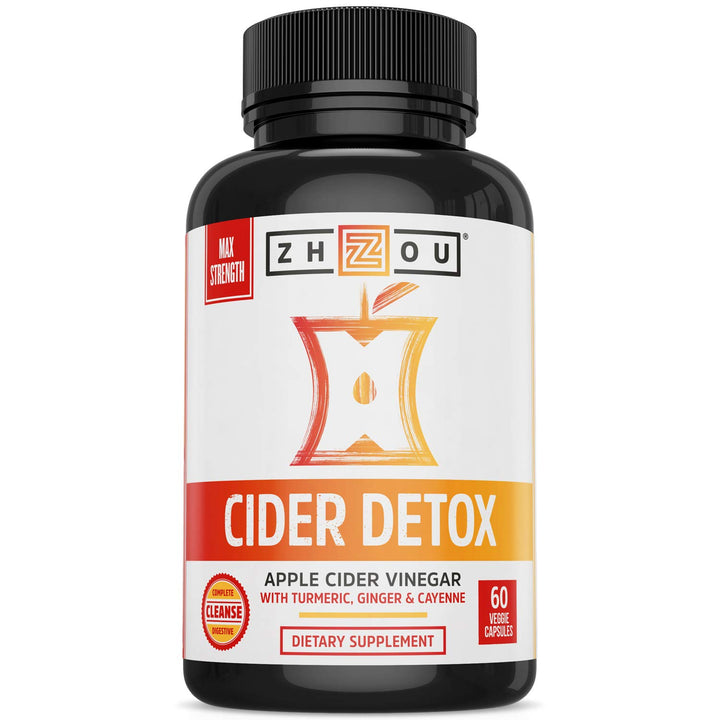 Zhou Cider Detox - Apple Cider Vinegar Capsules with Mother, Raw Natural ACV Pills for Women &amp; Men, Herbal Complex Supplement with Turmeric &amp; Cayenne Pepper - 60 Vegan Capsules
