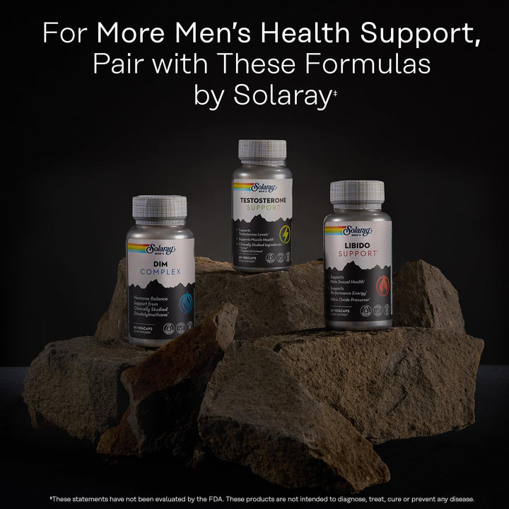 SOLARAY Testosterone Support, Muscle Health and Libido Supplement for Men - Clinically Studied Tesnor and Tongkat Ali Extract - 60 Day Money-Back Guarantee, 60 VegCaps, 30 Servings