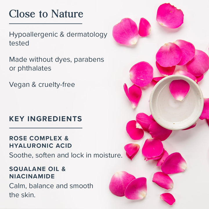 HERITAGE STORE Rosewater Face Moisturizer - Soothing Gel Moisturizer with Rose Complex, Niacinamide and Hyaluronic Acid - Dry to Combination Skin Care - Hypoallergenic, Vegan, 60-Day Guarantee, 2oz