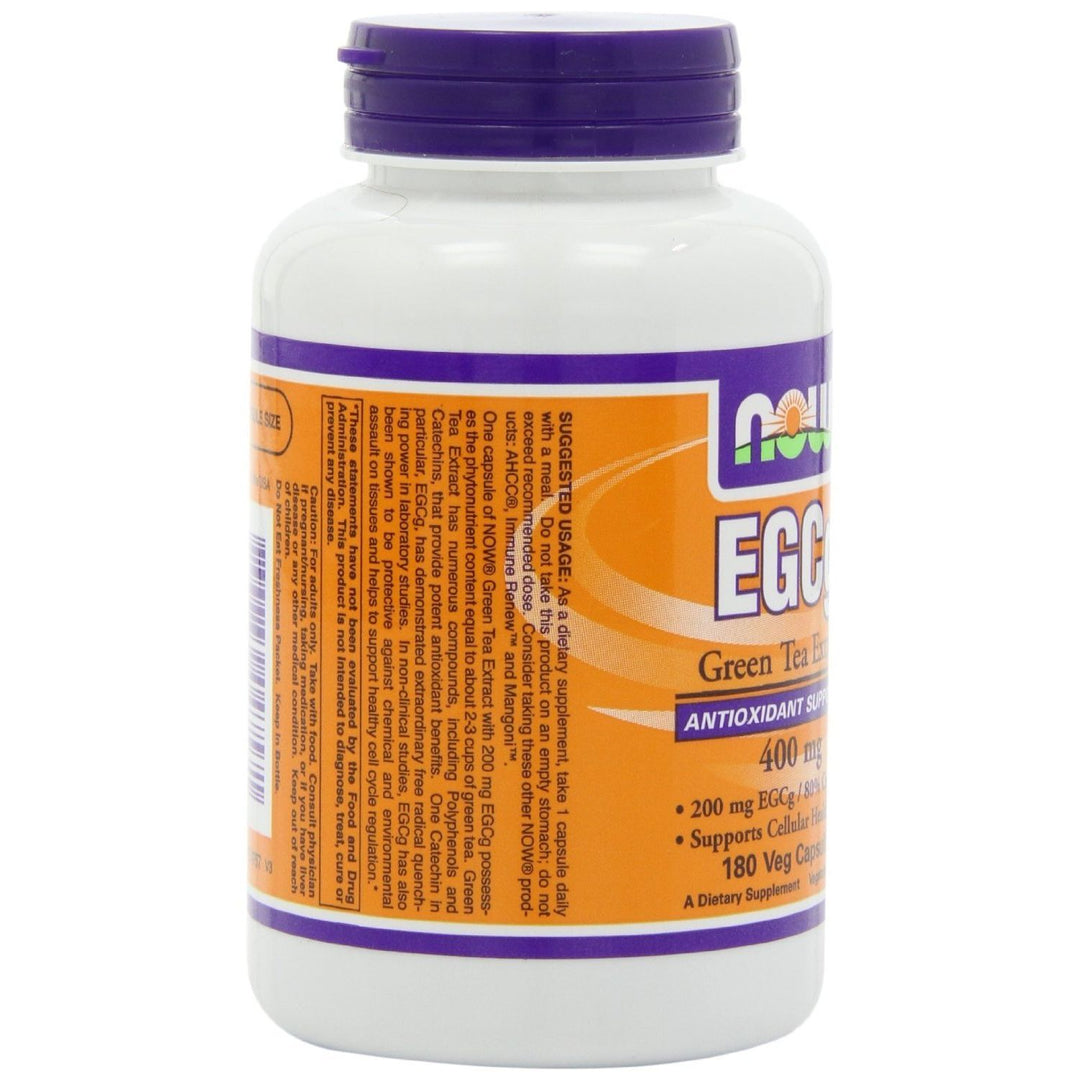 NOW Foods EGCg, Green Tea Extract, 400mg, 180 Veg Capsules, Pack of 3