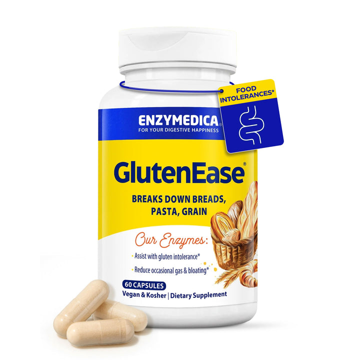 Enzymedica GlutenEase - Digestive Enzyme Supplement for Women &amp; Men, Gluten &amp; Casein Sensitivity Support, Enzymes for Digestion &amp; Gut Health, Helps Gas &amp; Bloating - 60 Caps