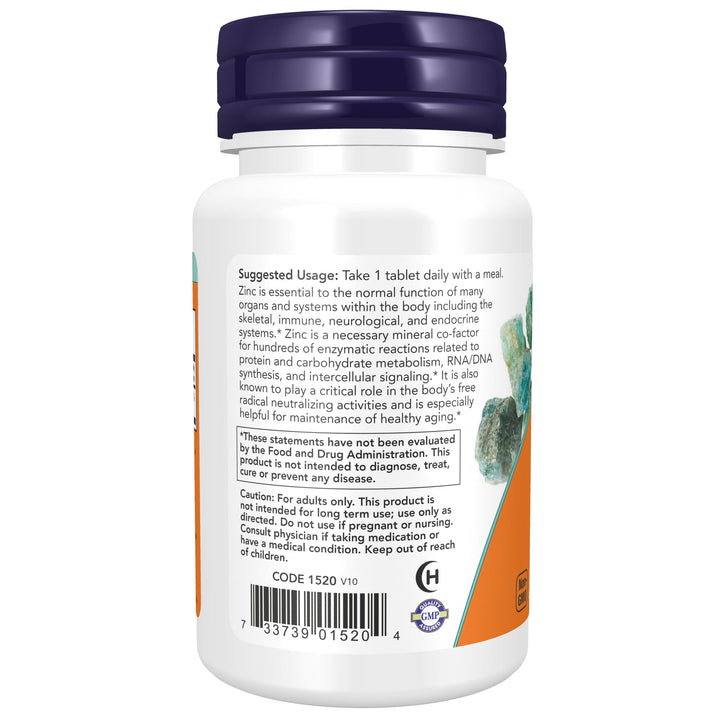 Now Foods Zinc 50mg 100 Tablets - 1520 - 2 Pack