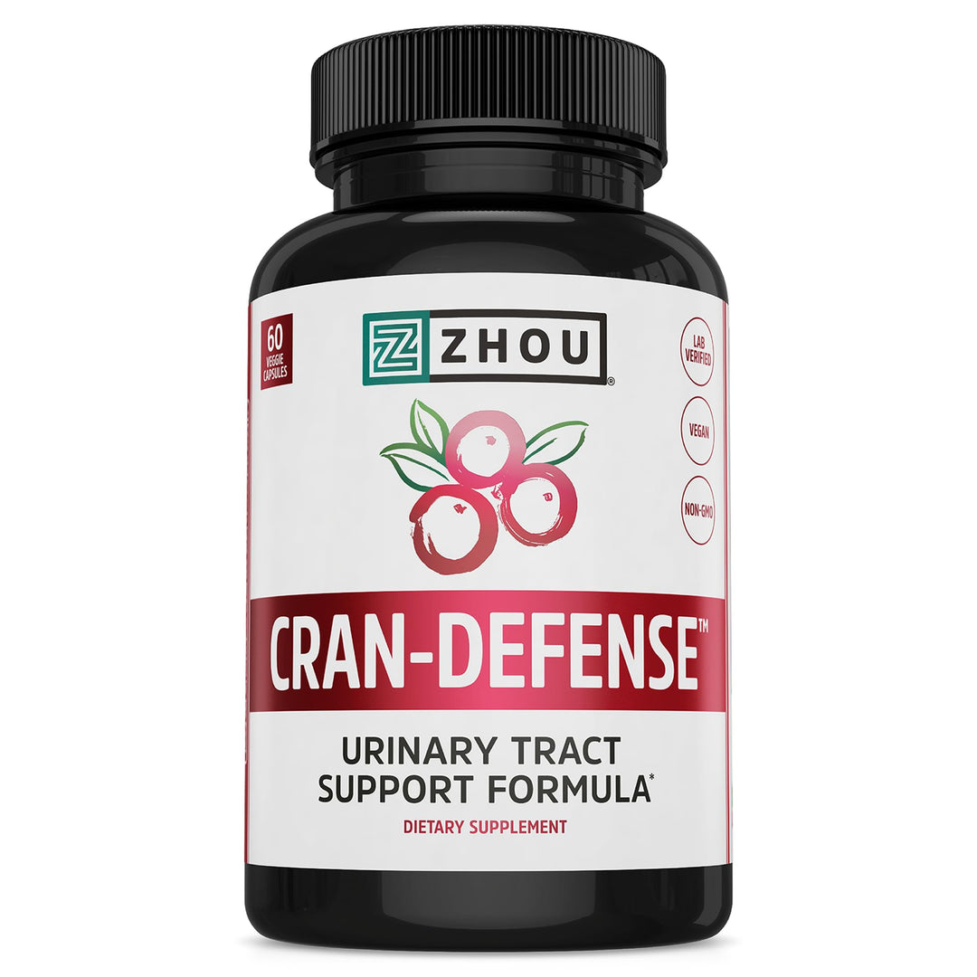 Zhou Cran-Defense - Cranberry Pills for Women &amp; Men, D Mannose with Cranberry Extract, 1000 mg D-Mannose Per Serving for Urinary Tract Health, Antioxidant Support - 60 Veggie Capsules
