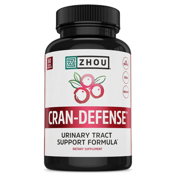Zhou Cran-Defense - Cranberry Pills for Women &amp; Men, D Mannose with Cranberry Extract, 1000 mg D-Mannose Per Serving for Urinary Tract Health, Antioxidant Support - 60 Veggie Capsules