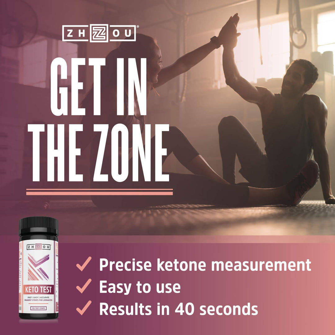 Zhou Keto Test Strips | Read Ketone Level with Ease During Keto, Paleo, Low-Carb Diets | Quick &amp; Easy | 125 Test Strips
