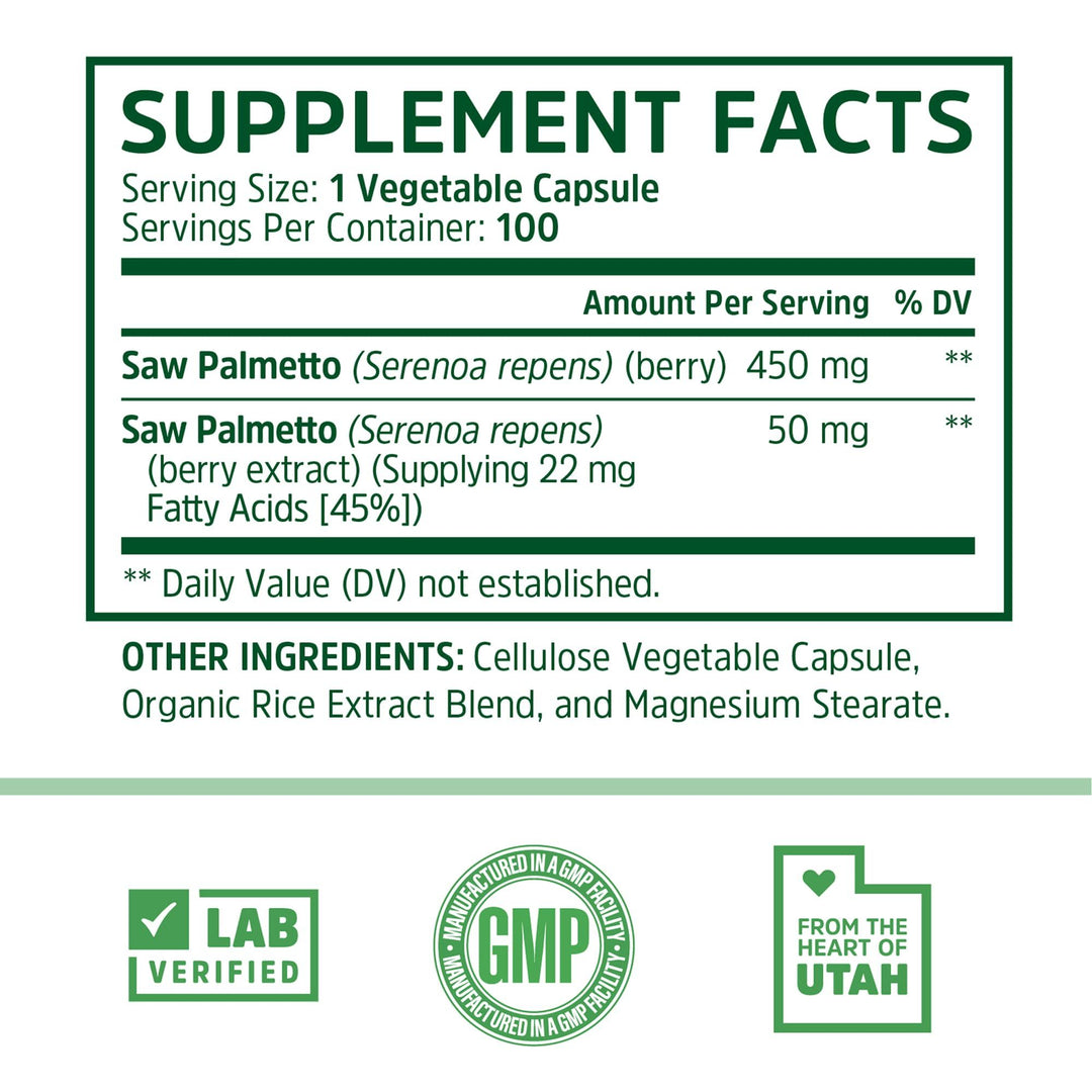 Zhou Saw Palmetto 500 mg | For Prostate Health | Healthy Urination Frequency &amp; Flow | 100 Capsules