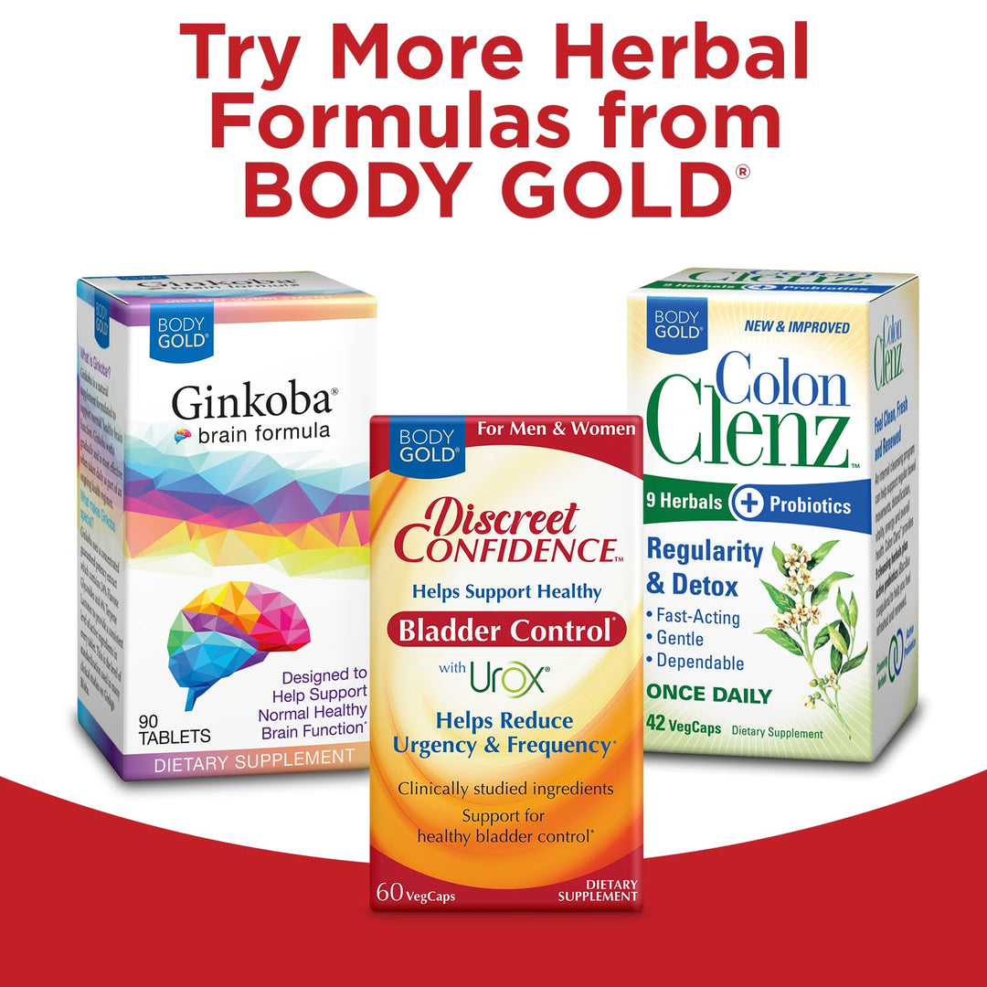Body Gold Discreet Confidence - Helps Support Bladder Control, Reduce Urgency and Frequency - Bladder Support with Urox, Cranberry Extract, Gluten Free, Vegan, 60-Day Guarantee, 30 Serv, 60 VegCaps
