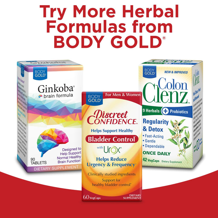 Body Gold Discreet Confidence - Helps Support Bladder Control, Reduce Urgency and Frequency - Bladder Support with Urox, Cranberry Extract, Gluten Free, Vegan, 60-Day Guarantee, 30 Serv, 60 VegCaps