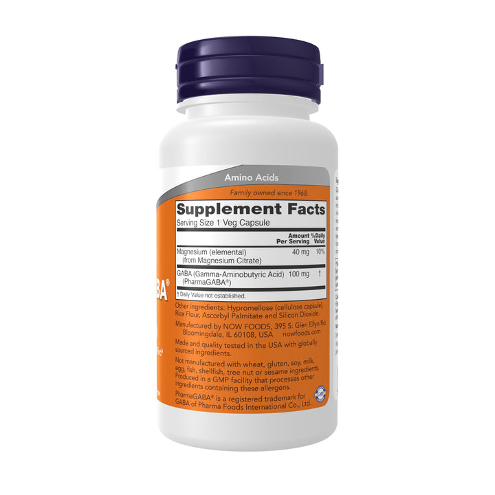 Now Foods Supplements, PharmaGABA 100 mg with Magnesium Citrate, 90 Veg Caps, Relaxation Support*
