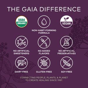 Gaia Herbs Black Elderberry, Nighttime Syrup-Immune Support Supplement-with Organic Black Elderberries, California Poppy & Lemon Balm for Restful Sleep & Immune Defense-5.4 Fl Oz (32-Day Supply) - The Oasis of Health