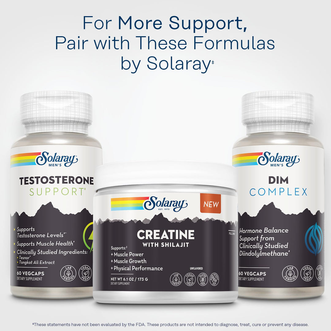 SOLARAY Creatine with Shilajit – Muscle Power and Growth Support with Creatine Monohydrate and L-Leucine Amino Acids – Unflavored Powder – Vegan, Gluten Free – 30 Servings, 6.1 OZ