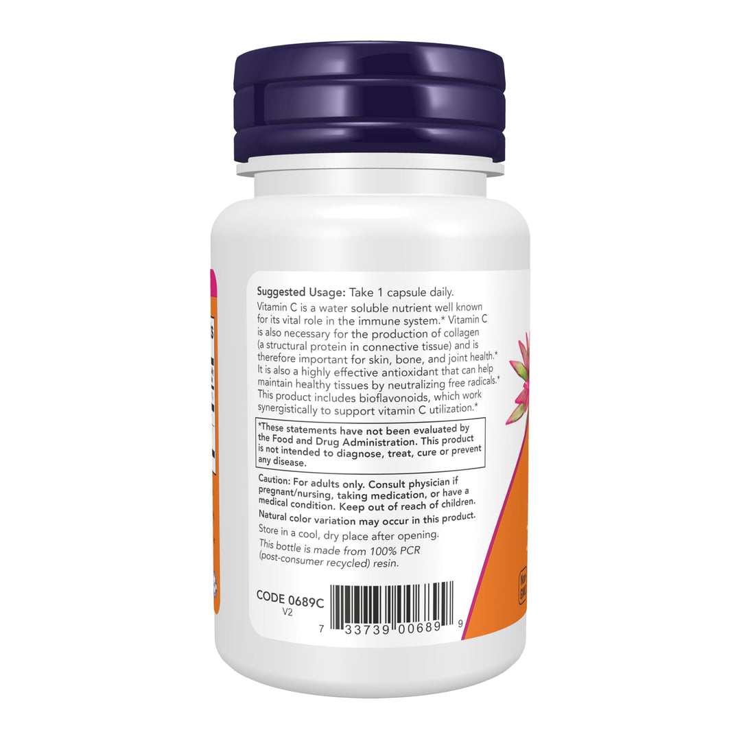 Now Foods Supplements, Vitamin C-1,000 with Rose HIPS &amp; Bioflavonoids, Antioxidant Protection*, 30 Veg Capsules
