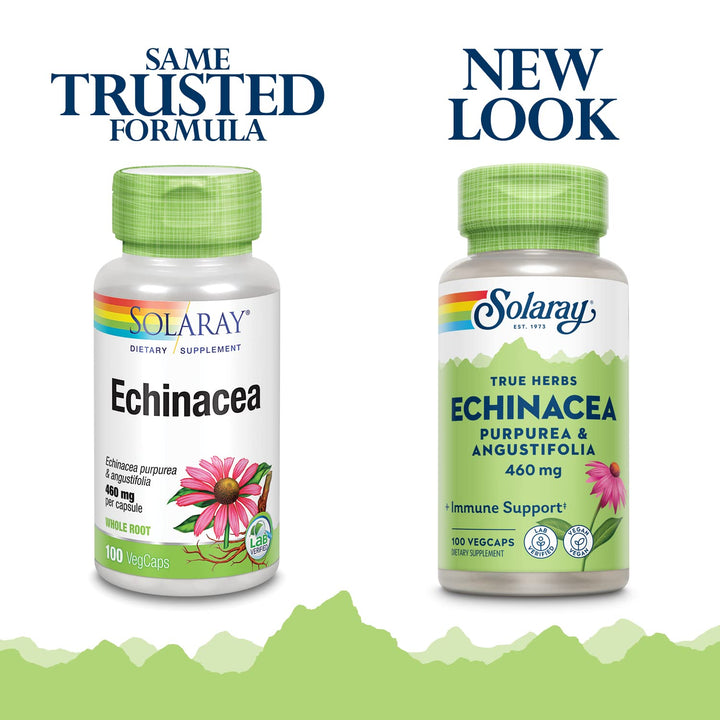 SOLARAY Echinacea Angustifolia Root 450 mg | Healthy Immune &amp; Respiratory Function Support | Lab Verified | 100 VegCaps