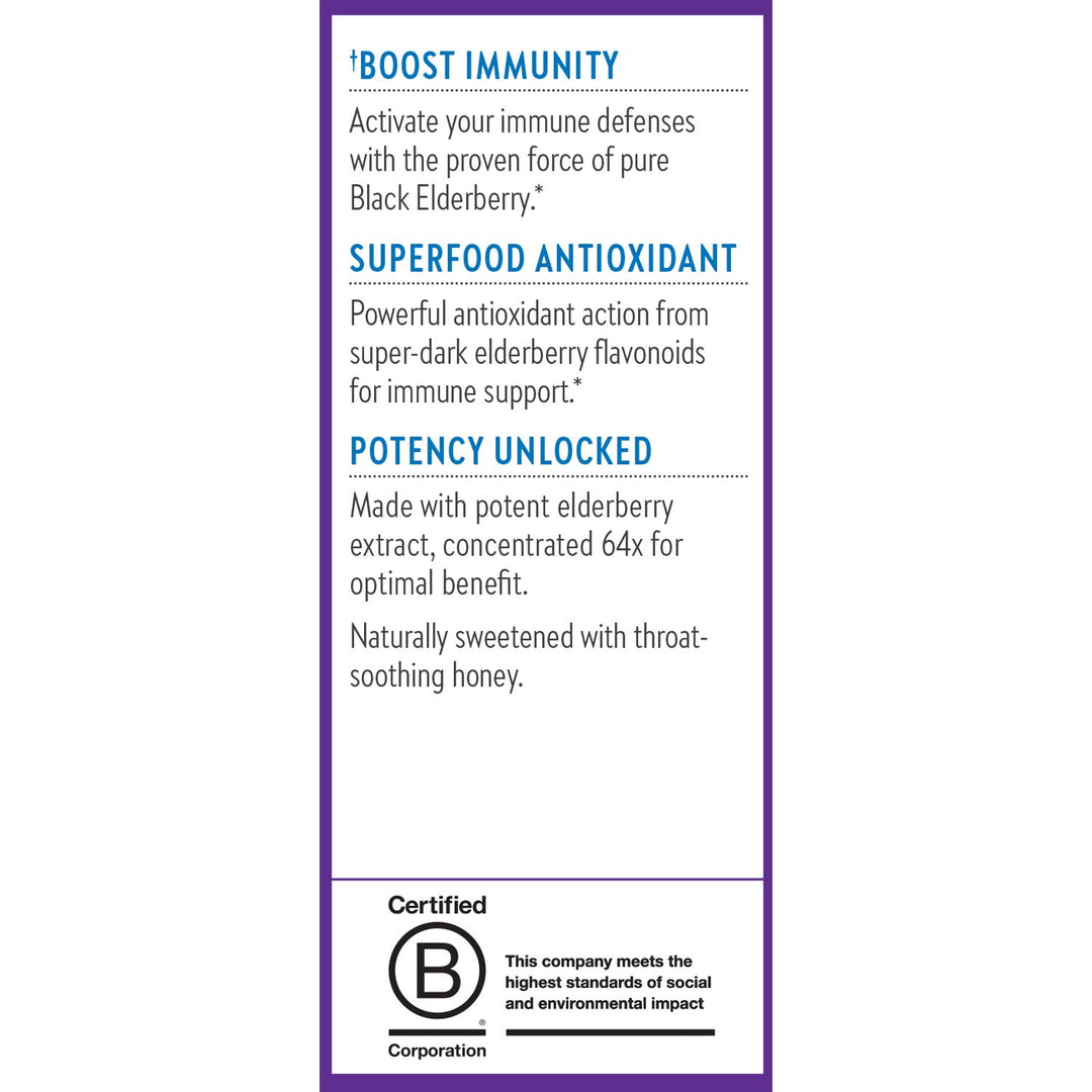 New Chapter Elderberry Syrup, 24 Servings, Immune Defense for Adults &amp; Kids (2+), 64x Concentrated Black Elderberry + Throat-Soothing Grade A Honey, Non-GMO Project Verified, Gluten Free
