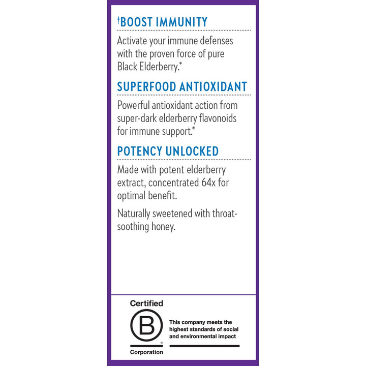 New Chapter Elderberry Syrup, 24 Servings, Immune Defense for Adults &amp; Kids (2+), 64x Concentrated Black Elderberry + Throat-Soothing Grade A Honey, Non-GMO Project Verified, Gluten Free