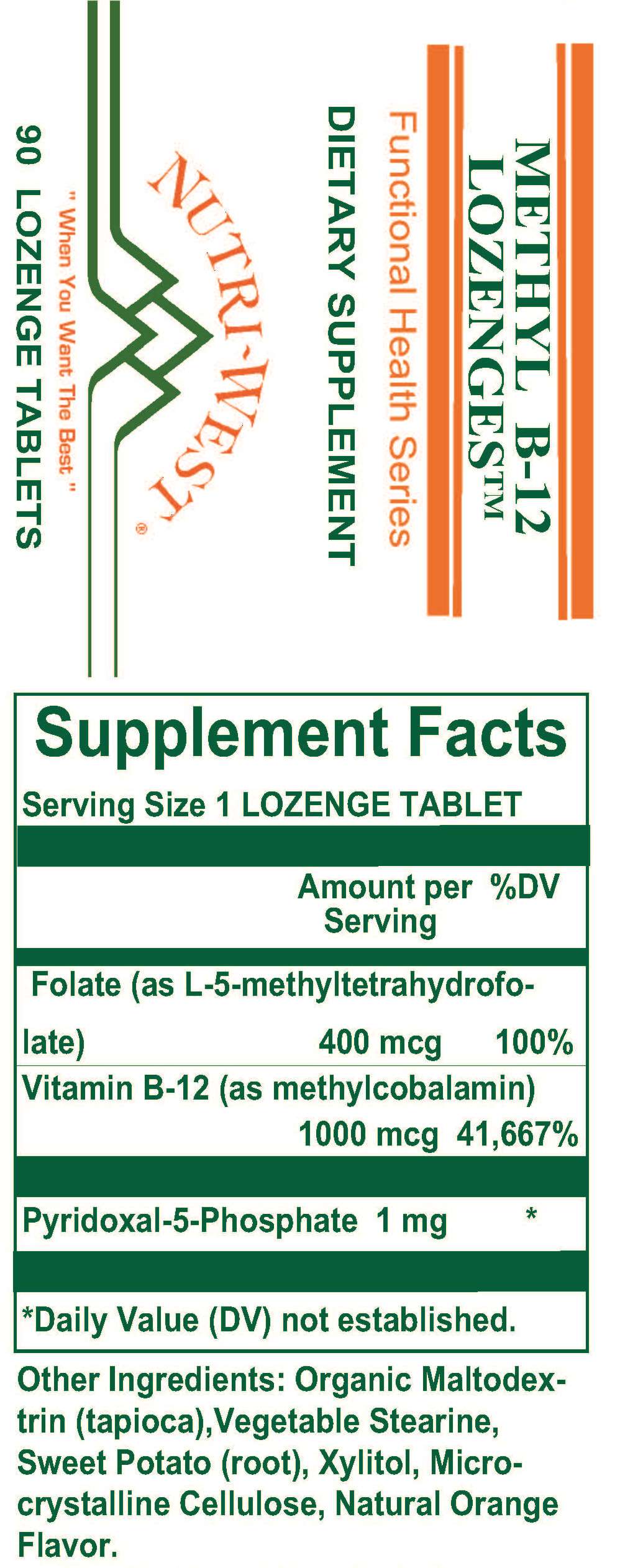 Nutri-West - Methyl B-12 Lozenges - 90 Lozenges - Supplement Facts panel