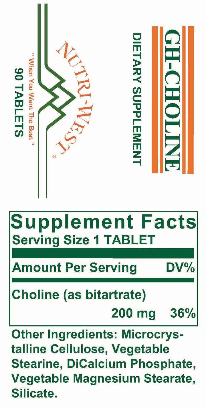 Nutri-West - GH-Choline - 90 Tablets - Supplement Facts panel