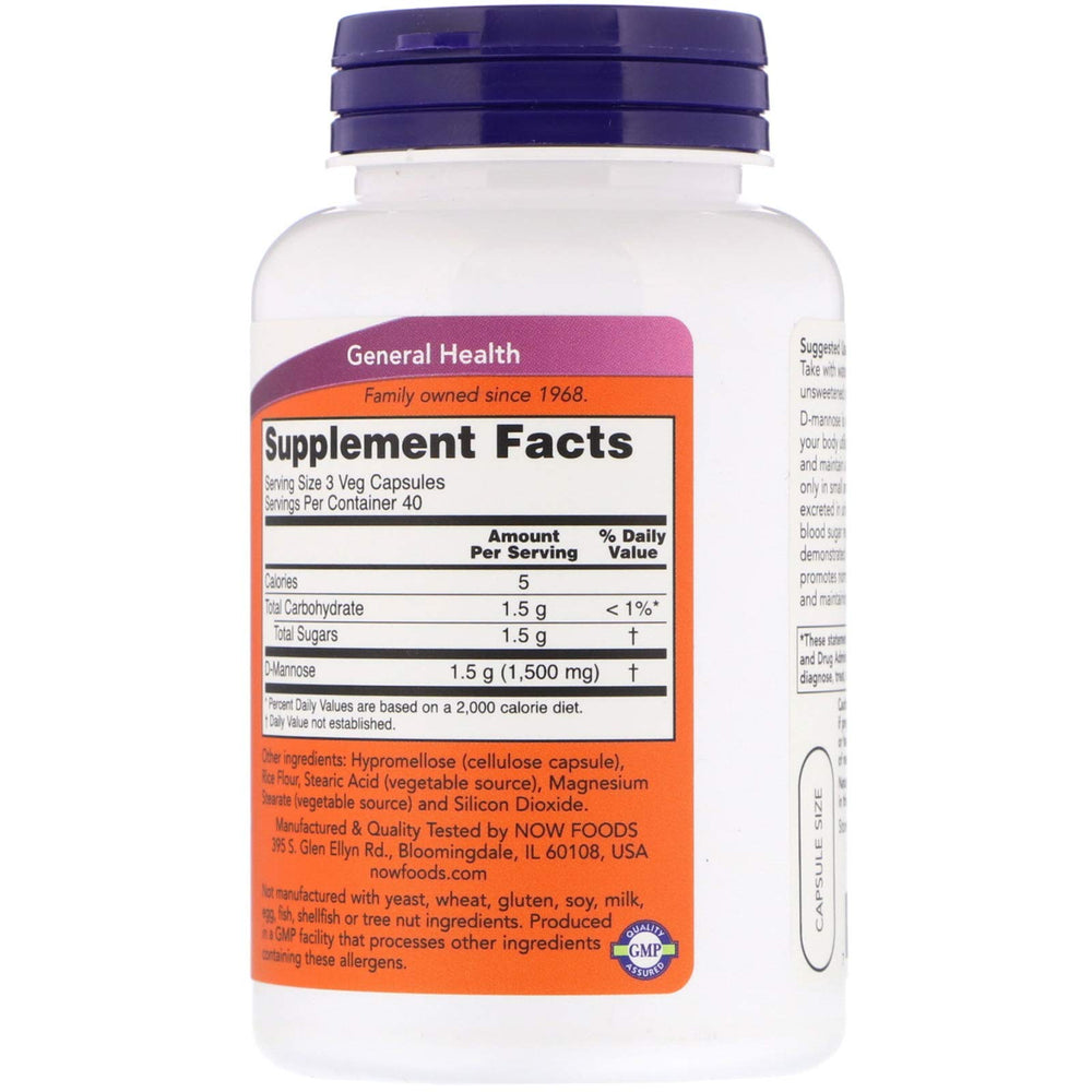 D-Mannose 500mg 120 Capsules (Pack of 2) - The Oasis of Health