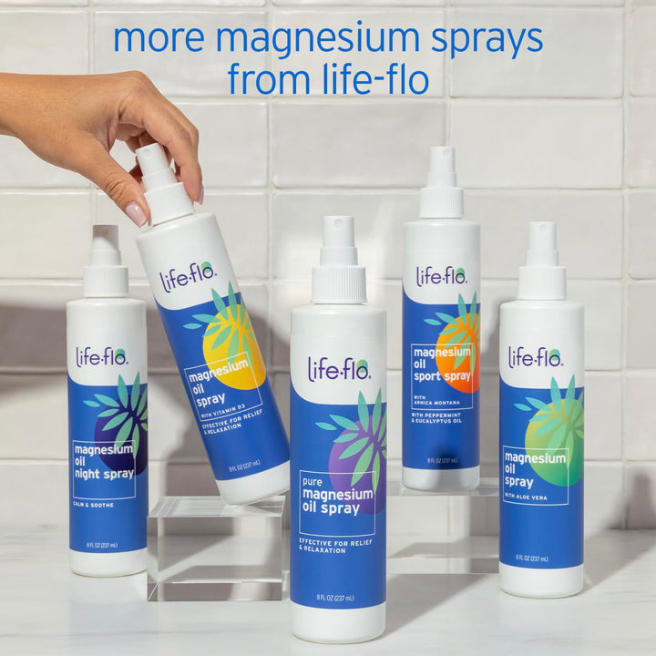 LIFE-FLO Magnesium Oil for Feet and Body - Topical Magnesium Spray Soothes Muscles, Joints When Massaged Into the Skin - Doubles as a Deodorant Spray or Bath Oil, Hypoallergenic, 60-Day Guarantee, 2oz