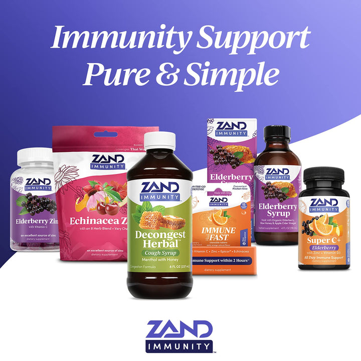 Zand Immunity Super C+ PM, Nighttime Immune Support Plus Melatonin, 1000mg PureWay-C Vitamin C, Zinc, D3 &amp; Elderberry, Enhanced Absorption - 60 Tablets, 30 Servings
