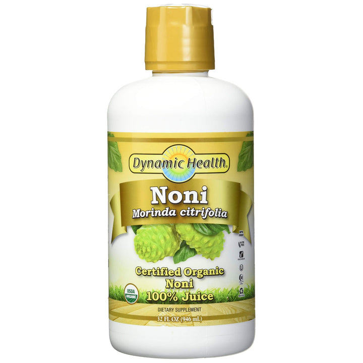 Dynamic Health Organic Noni (Morinda citrifolia) 100% Juice | For Increased Energy &amp; Body Health | No Additives, Vegetarian | 32oz