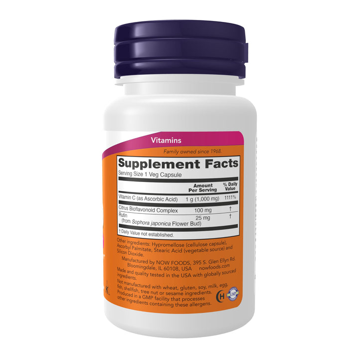 Now Foods Supplements, Vitamin C-1,000 with Rose HIPS &amp; Bioflavonoids, Antioxidant Protection*, 30 Veg Capsules