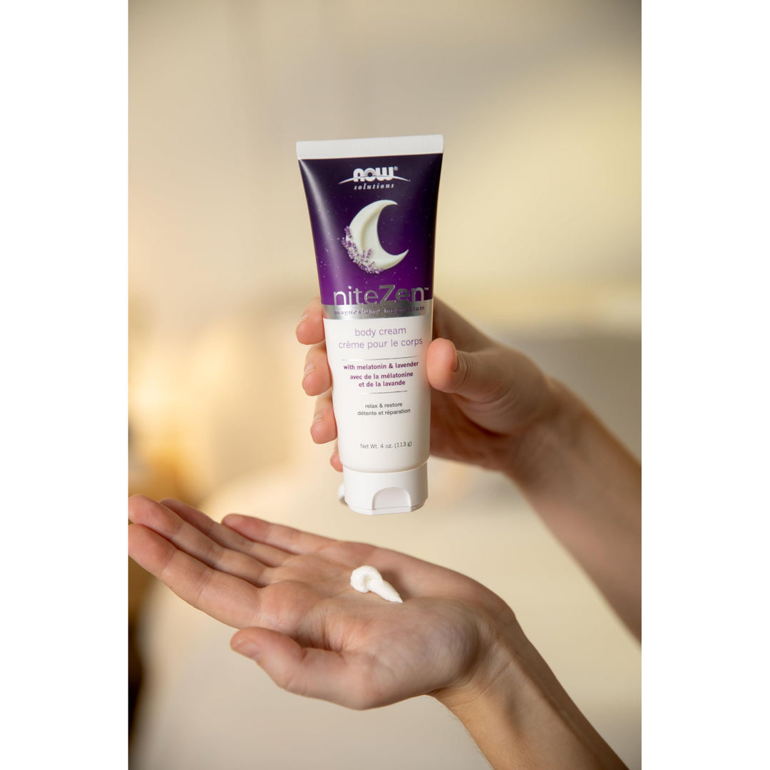 NOW Solutions, niteZen™, Magnesium body cream, with Melatonin and Lavender, 4 oz (113 g)