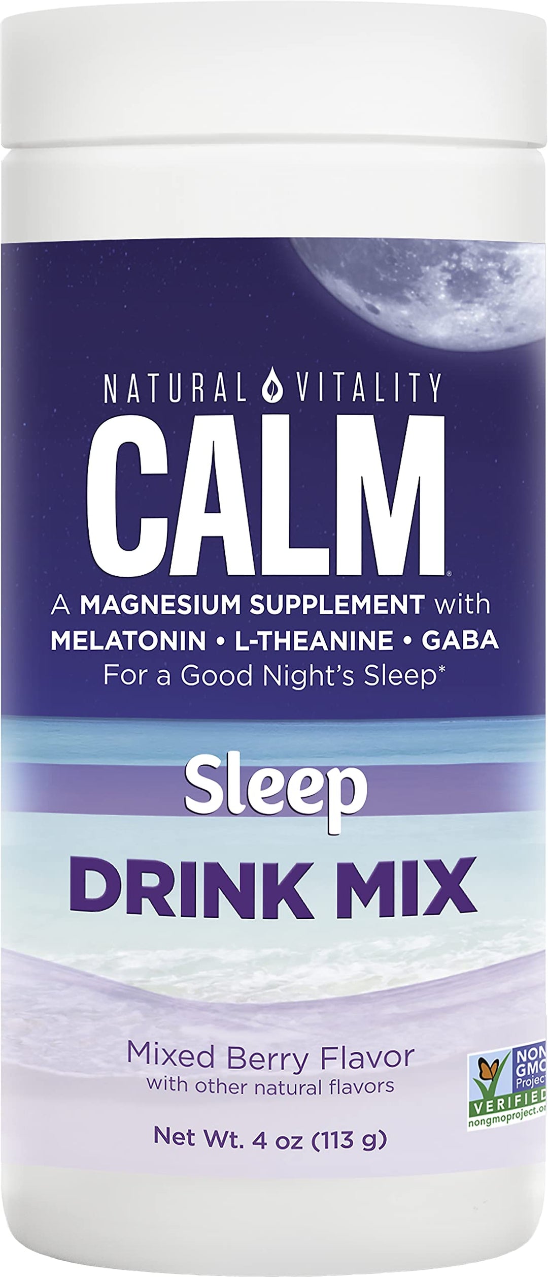 Natural Vitality Calm Sleep Drink Mix with Magnesium and Melatonin, Mixed Berry Flavor, 4 Ounces (Package May Vary)
