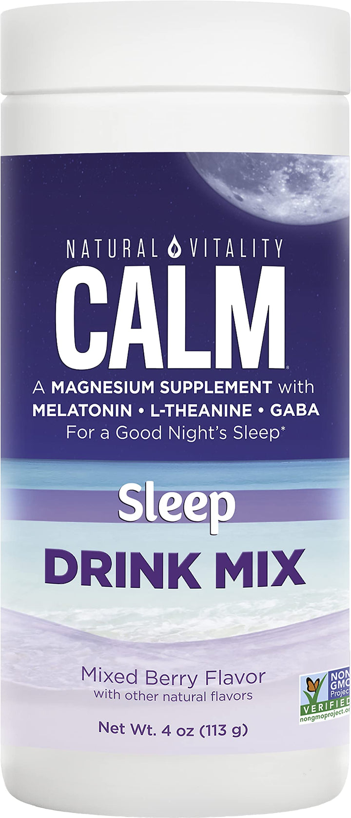 Natural Vitality Calm Sleep Drink Mix with Magnesium and Melatonin, Mixed Berry Flavor, 4 Ounces (Package May Vary)
