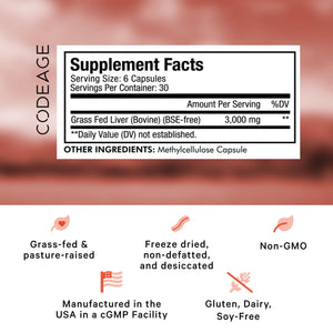 Codeage - Beef Liver Grass-Fed & Pasture Raised - 180 Capsules - The Oasis of Health