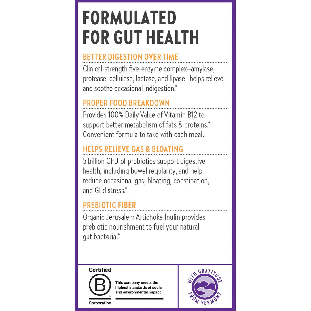 New Chapter All-Flora Enzyme Complex with Probiotics Relieves Bloating &amp; Gas - Clinical-Strength Digestive Enzymes + Ultra-Concentrated Probiotics + Fermented Vitamin B12, 90 Vegan Capsules