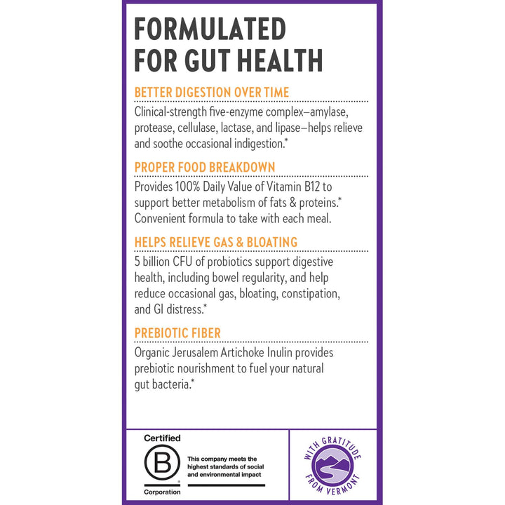 New Chapter All-Flora Enzyme Complex with Probiotics Relieves Bloating &amp; Gas - Clinical-Strength Digestive Enzymes + Ultra-Concentrated Probiotics + Fermented Vitamin B12, 90 Vegan Capsules