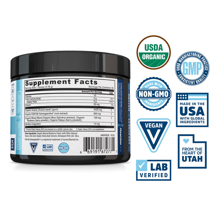 Zhou Daily Blues - Blue Spirulina Powder Organic, Blue Algae Energy Superfood Supplement for Smoothie, Vegan Drink Mix - Blueberry Flavor, 4.22 oz (25 Servings)
