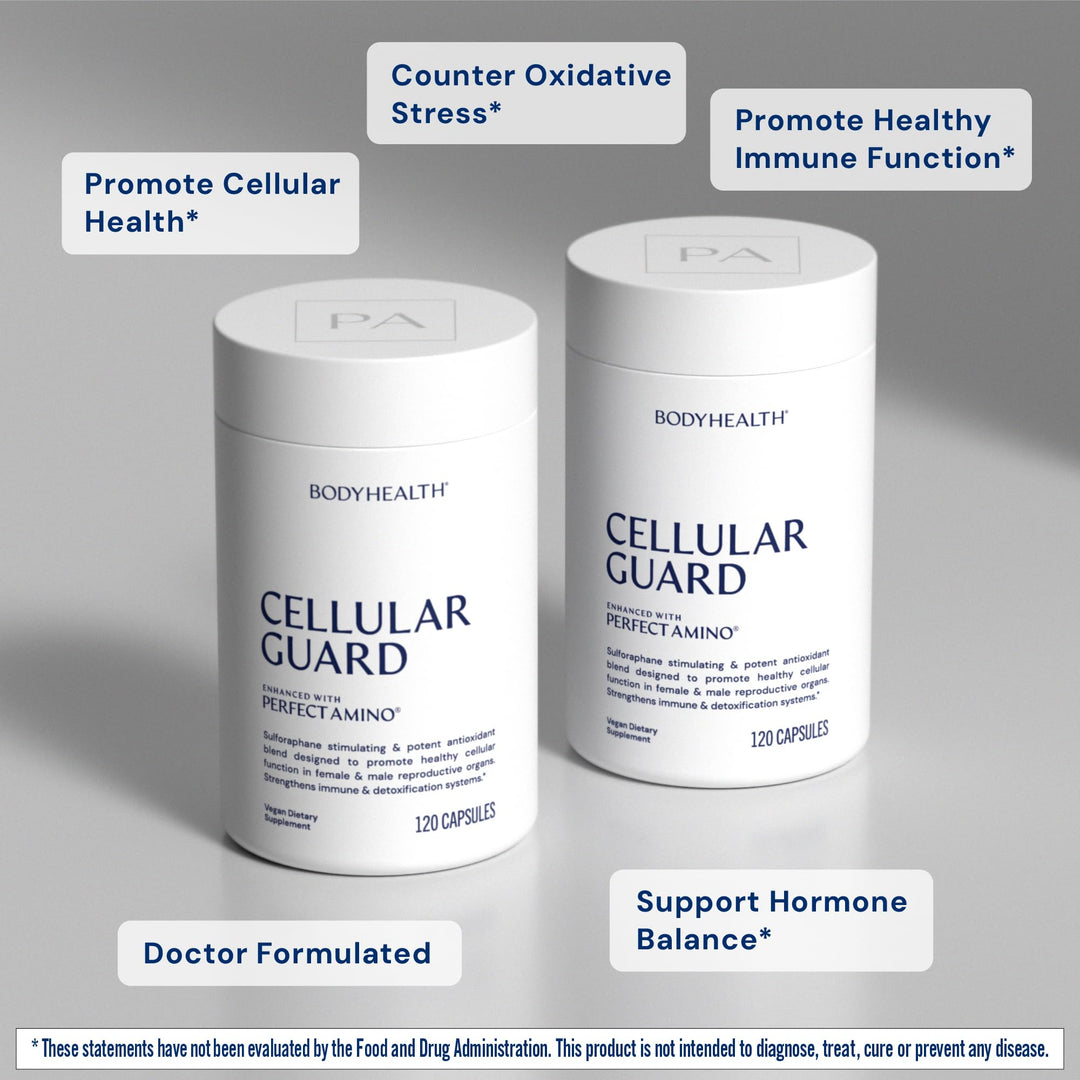 BodyHealth Cellular Guard - 100mg Vitamin C, 80mg Calcium | Sulforaphane Activation &amp; Antioxidant Support | Promotes Cellular Health, Immune Resilience &amp; Detox Pathways - 120 Capsules
