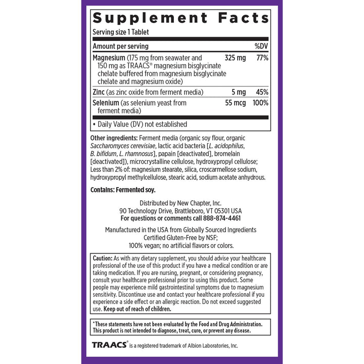 New Chapter Magnesium-Selenium-Zinc Supplement, 325 mg Magnesium in One-Daily Tablet for Active Bodies, Bounce Back After Exercise with Muscle Support Minerals + Hydrating Electrolytes, 90 Count