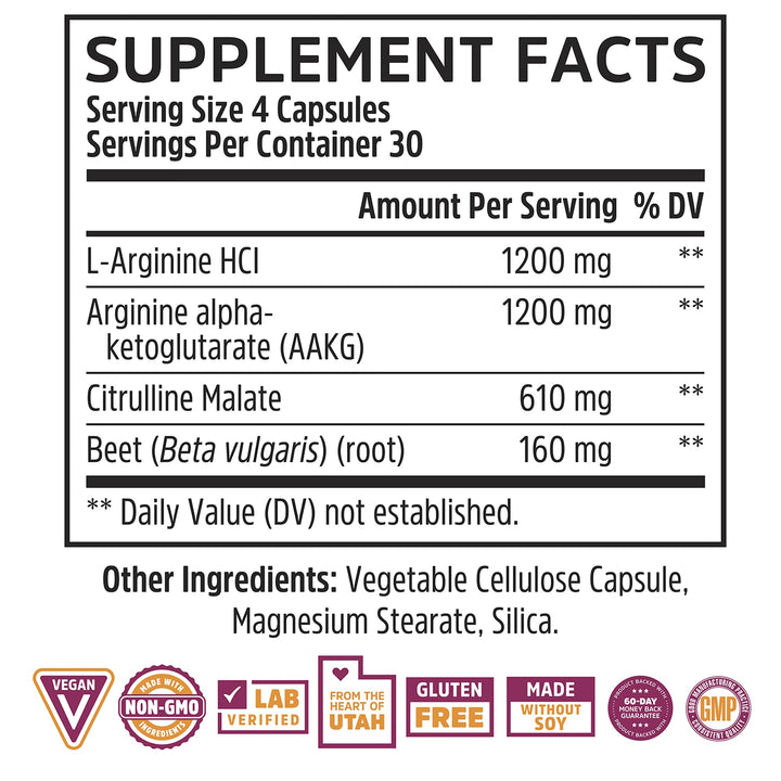 Zhou N.O. Pro - Premium Nitric Oxide Supplement for Men &amp; Women, Heart, Muscle &amp; Blood Support with Beet Root &amp; L Arginine, Natural Nitric Oxide Booster - 120 Veggie Capsules