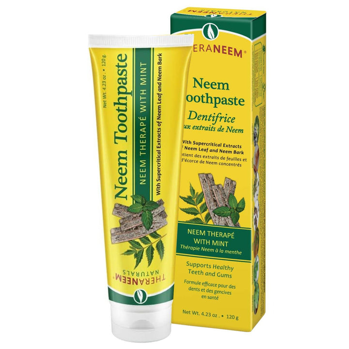 TheraNeem Neem Toothpaste - Herbal Tooth Paste for Teeth and Gums, Fluoride Free Toothpaste with Neem Leaf and Bark Extracts for Adults and Children - 4.23 oz (Pack of 1)