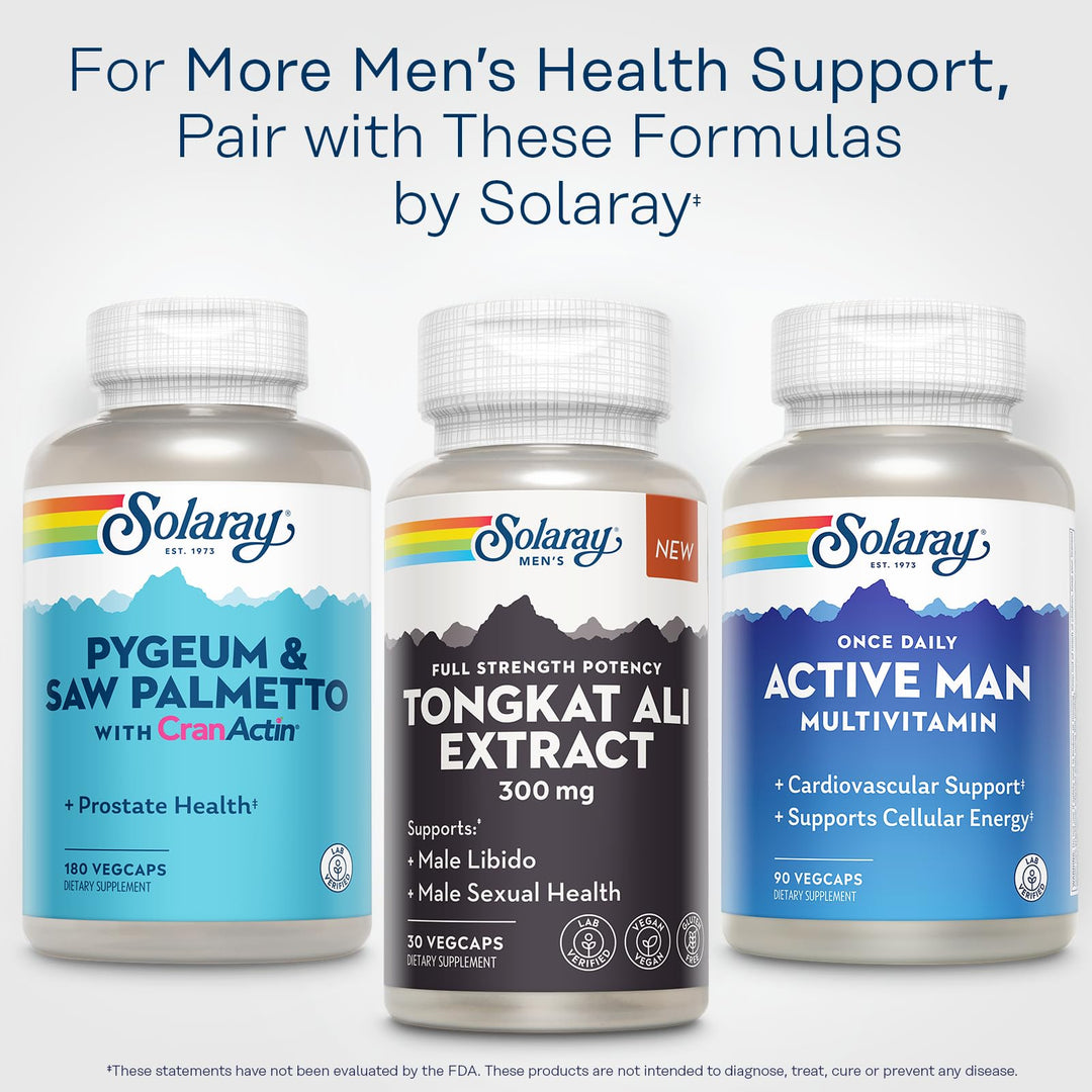 SOLARAY Tongkat Ali Extract 300mg, Sexual Supplements for Men, Tongkat Ali for Men Supports Male Enhancement and Libido, Vegan, Gluten-Free, Made Without Soy, 60-Day Guarantee, 30 Servings, 30 VegCaps
