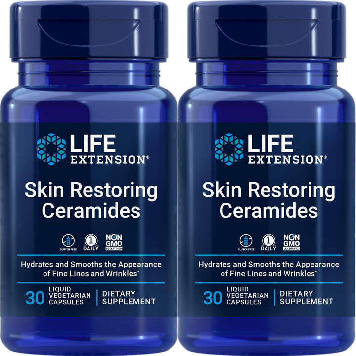 Life Extension Skin Restoring Ceramides, 30 Liquid Vegetarian Capsules (Pack of 2) - The Oasis of Health